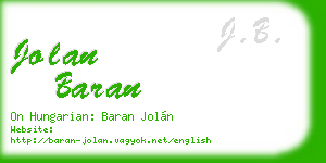 jolan baran business card